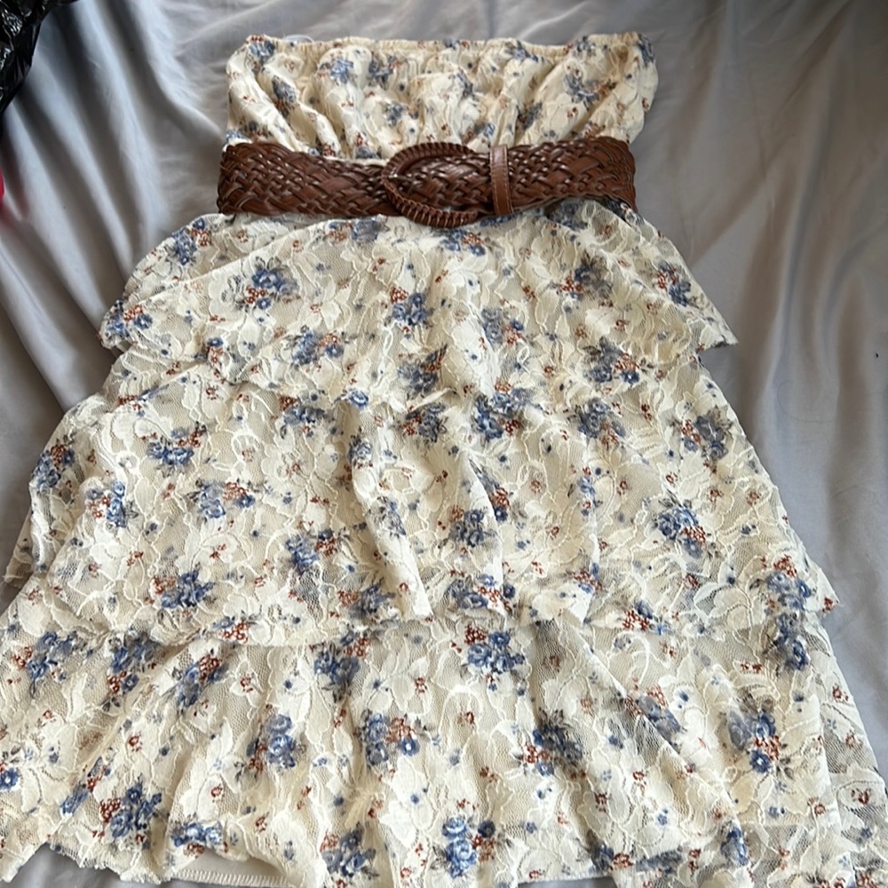 Deb lace strapless dress.